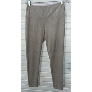Lysse Sz LARGE Ultrasuede Leggings Beige Faux Suede Knee Seam Detail EUC